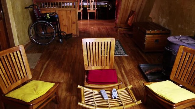 old rocking chair in house