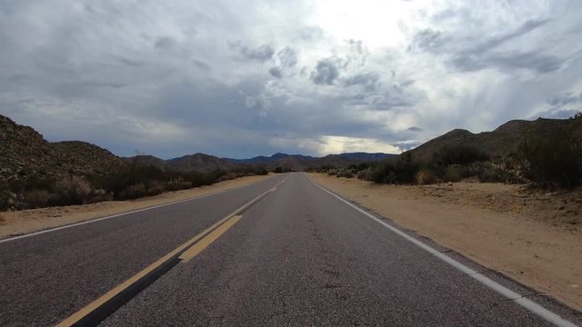 California Anza Borrego desert highway car mount driving time lapse.