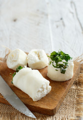 Italian mozzarella sticks stuffed with ricotta