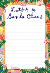 Letter from Santa Claus to children, template for filling. Vector illustration