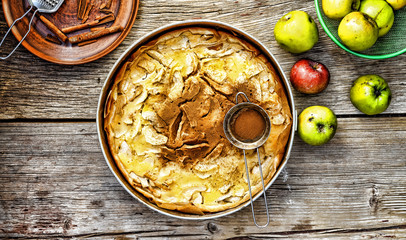 Christmas cake with apples and cinnamon