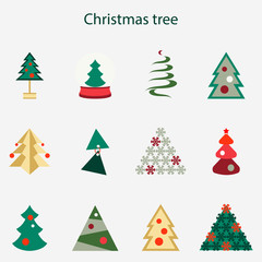 Vector illustration of different Christmas tree set