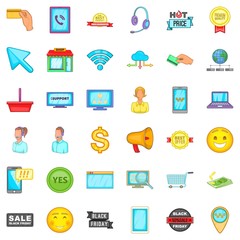 Internet operator icons set, cartoon style