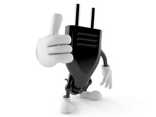 Obraz premium Electric plug character with thumbs up gesture