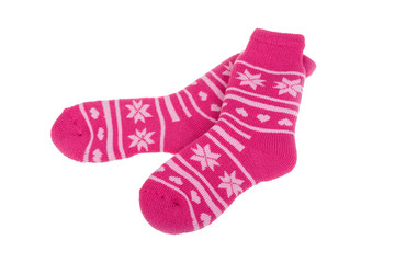 Pair of women's socks isolated on white background.