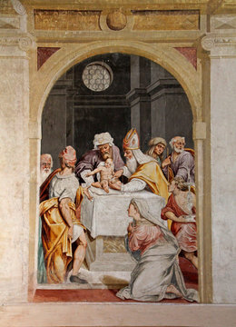 circoncisione di Ges&ugrave;; affresco nella chiesa di Santa Maria in Bressanoro, presso Castelleone (Cremona)
