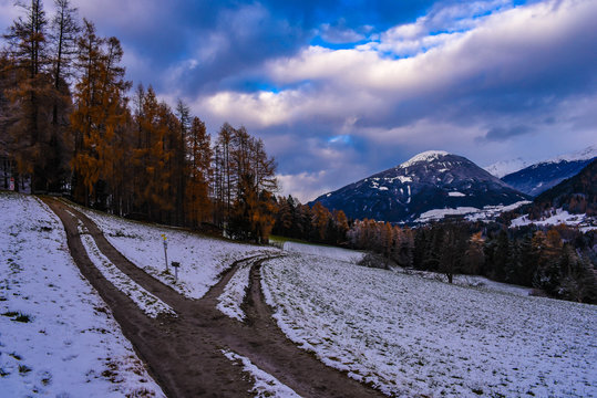 Weg Schnee Telfer Wiesen