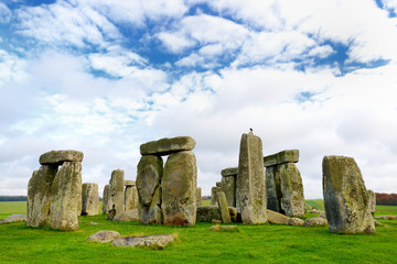 Naklejka premium Stonehenge, one of the wonders of the world and the best-known prehistoric monument in Europe, located in Wiltshire, England
