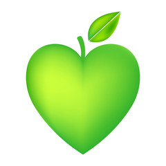 Green Apple Heart isolated on white background vector illustration