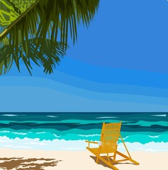  beach chair on the ocean beach