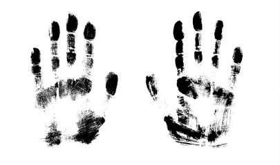Print of hand of human, cute skin texture pattern,vector grunge illustration. Scanning the fingers, left and right palm on white background..