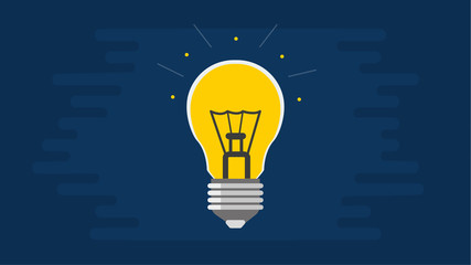 Light bulb on a blue background. Vector flat illustration. Concept idea for business
