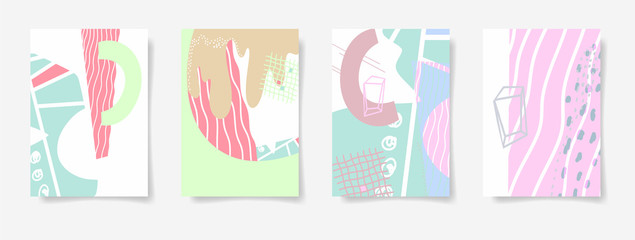 set of four hand drawing abstract design