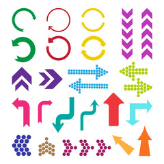 Set of different colorful arrows. Vector illustration