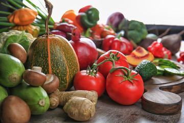 Composition with different vegetables on table