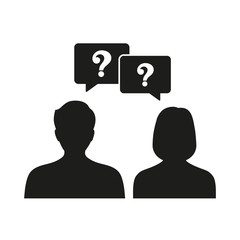 silhouette of a man and a woman think