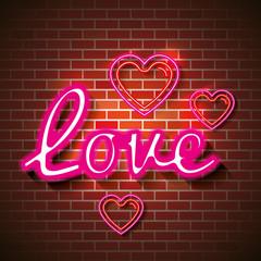 love poster with neon lights vector illustration design