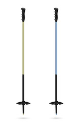 Colorful mountain ski sticks. Sport equipment