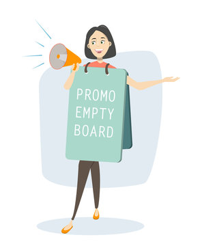Woman with promotion board
