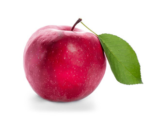 Red ripe apple on white background