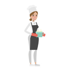 Isolated female chef.