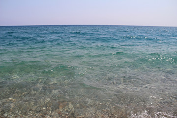 Transparent water of the Mediterranean Sea near Kemer, Turkey.