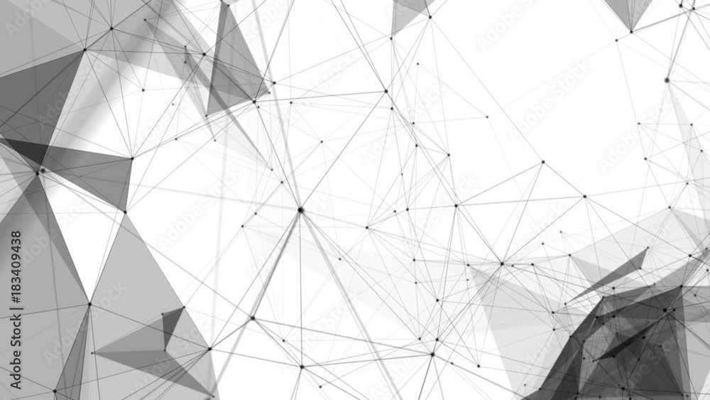 Aufkleber movement of black three-dimensional plexus particles on a white background. 3d rendering. computer g