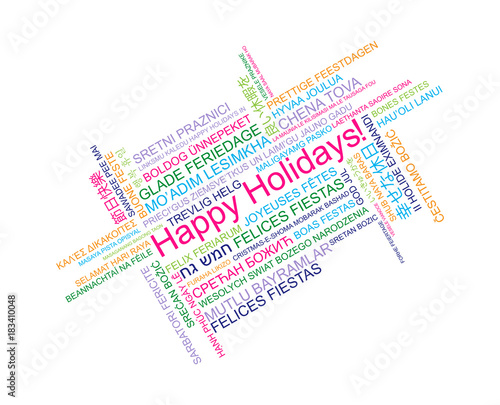 Happy Holidays In Different Languages Celebration Word Tag Cloud