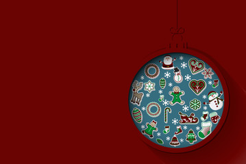 Greeting card with Christmas ornament, vector