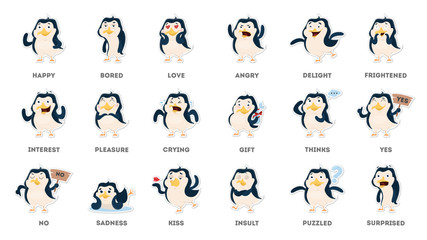 Cartoon penguin set. © inspiring.team