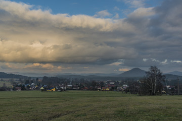 Fototapeta na wymiar Bynovec village in Ceske Svycarsko national park