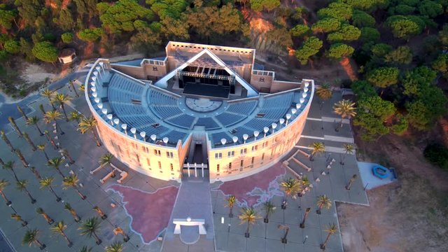 La Rabida, Palos de la Frontera en Huelva (Andalucia,Espa&ntilde;a)  Cristobal Colon en el descubrimiento de Am&eacute;rica. Vuelo areo con Drone