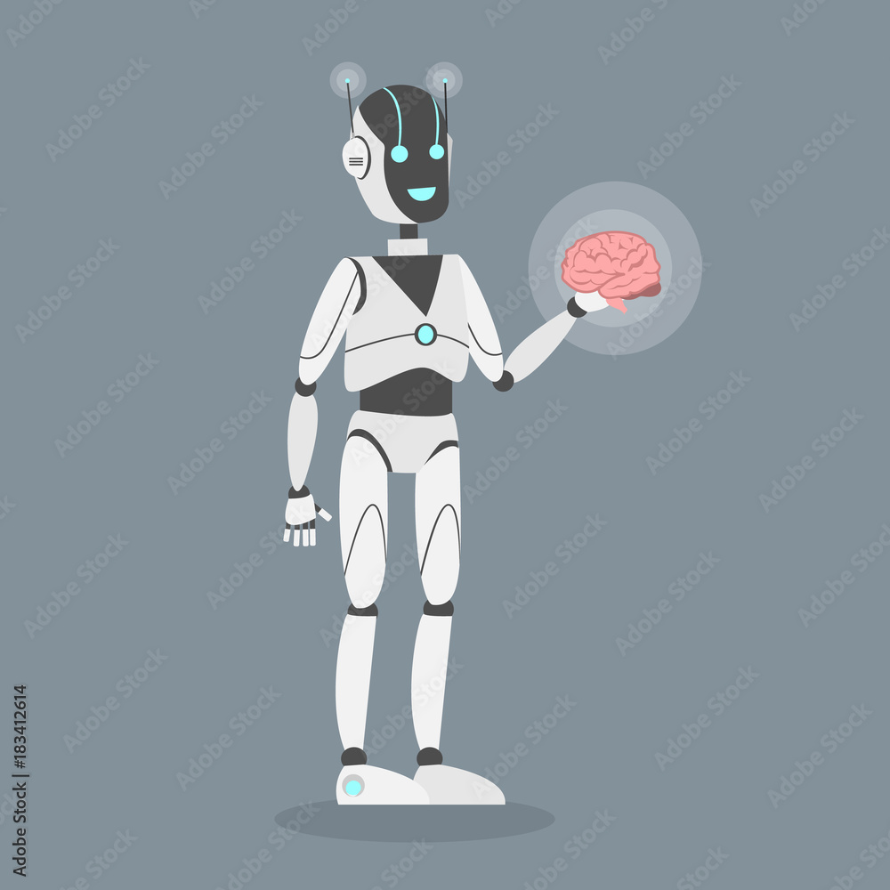 Poster robot with brain.