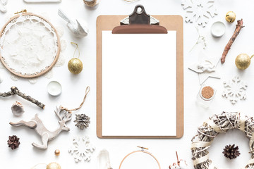 Cute vintage christmas new year gifts mock up