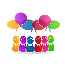 Vector of teamwork speech group people business  bubbles icon design