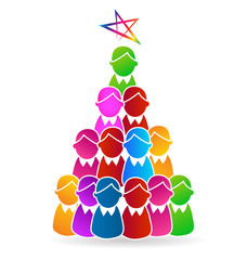 Tree Christmas people shape with star symbol vector icon design
