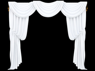 curtain of a theater or a opera opening on a white background 3d rendering