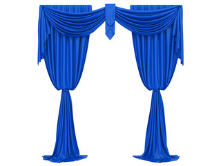 curtain of a theater or a opera opening on a white background 3d rendering