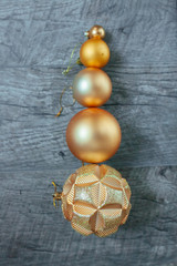 Christmas background. Balls of gold. Toys.