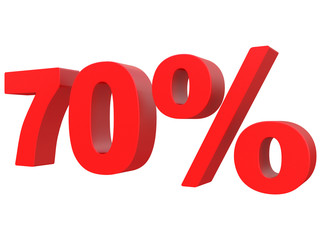 percent off. Discount %. 3d red text on a white background 3d rendering