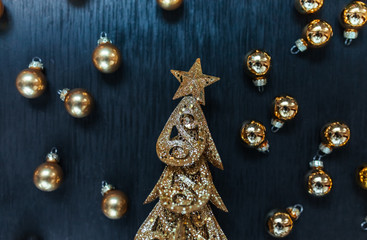 Christmas toy drive. The black background. Star and Tree