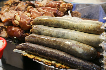 Sundae, korean blood sausage in food market