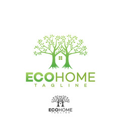 Obraz premium Home logo, green eco house real estate