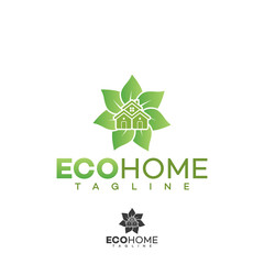 Home logo, green eco house real estate