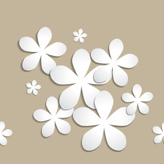 Obraz premium Abstract 3d paper flower pattern on light brown background for wallpaper, pattern, web, blog, surface, textures, graphic & printing