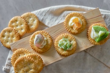 Healthy homemade appetizer with fruit and vegetable