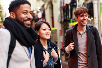 Multi-ethnic Group Of Friends Having Fun In Paris, Quartier Latin