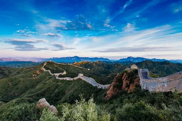Papier peint photo autocollant rond Mur chinois Pékin, Chine - 12 AOT 2014 : Lever du soleil à Jinshanling Grande Muraille de Chine