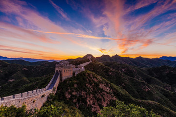 Beijing, China - AUG 12, 2014: Sunrise at Jinshanling Great Wall of China