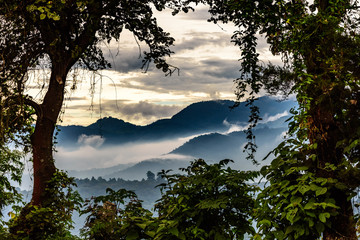 Misty hills at sunset, Guatemala